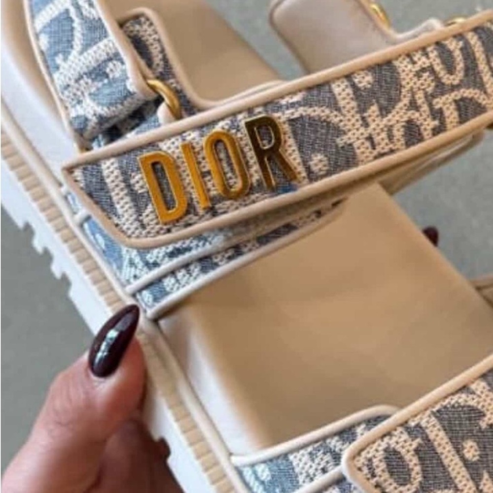 Christian Dior Dioract Logo Plaque Double-Strap Sandals